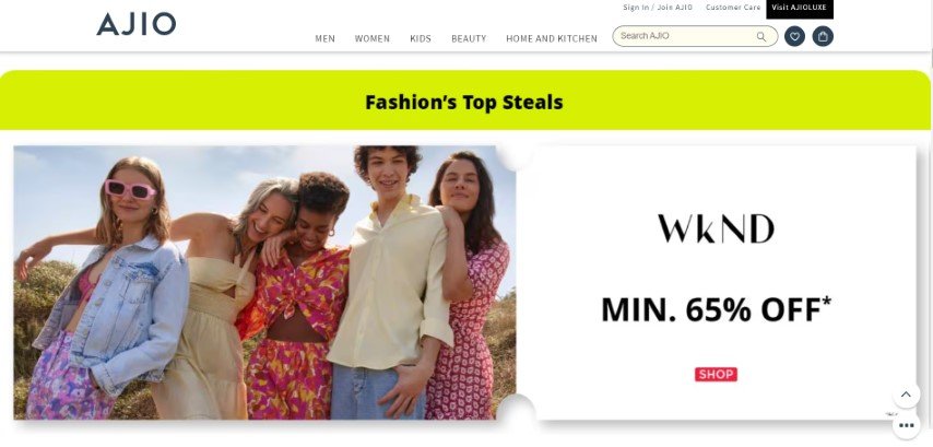 Ajio Website Banner